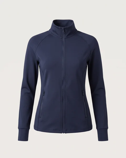 Trainingsjacke in Navy mit Stehkragen – KI-generierte Illustration