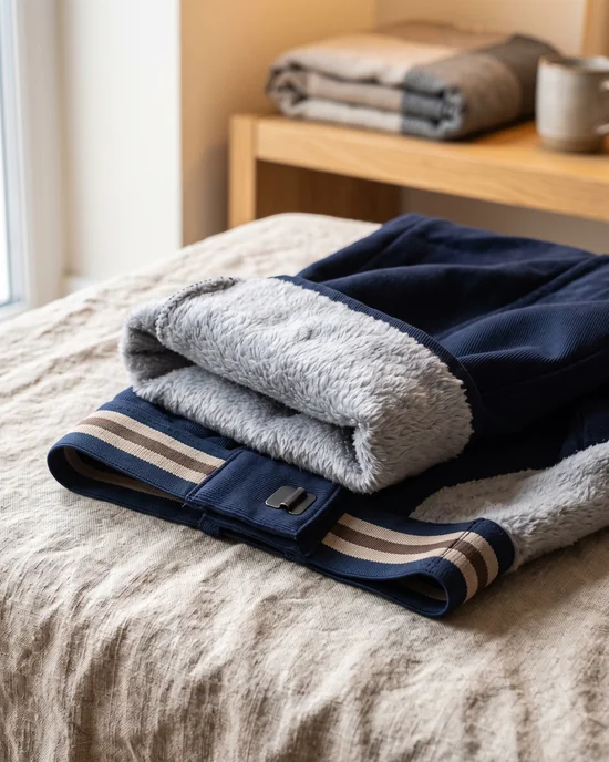 Umgeschlagener Bund einer Winterreithose mit Fleecefutter – KI-generierte Illustration