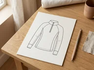 Leeres Tech Pack mit Linienzeichnung und Bleistift – KI-generierte Illustration